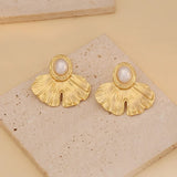 Ginkgo Leaf Earrings with Pearl