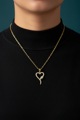 Women’s Necklace with Snake Heart Pendant, Refined Design