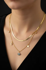 Women’s Necklace Horus Eye Star Shell Pendant Layered