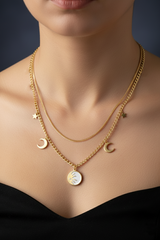 Women’s Necklace Layered Star Moon Sun Pendants