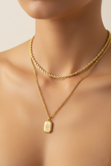 Women’s Necklace Double Chain Star Rectangle Pendant
