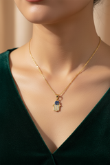 Women's Necklace with Crystal Hamsa Hand