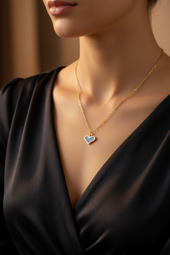 Women’s Necklace Light Blue Heart Pendant - Elegant