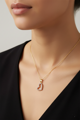 Women’s Necklace with Pave Crystal Open Heart, Elegant Style