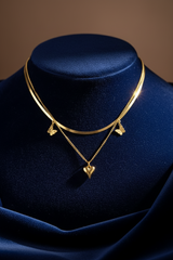 Women's Necklace Double Layer Heart & Butterfly