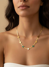 Women’s Necklace Flat Snake Chain Clover Detail