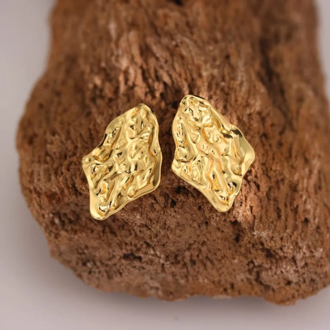 Gold Textured Earrings