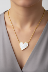 Women’s Necklace Heart Pendant with Shell Inlay