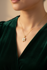 Women's Necklace with Crystal-Paved Clover