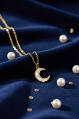 Women’s Necklace Crescent Pendant Shell Detail Elegant