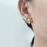 Gold Embossed Round Earrings