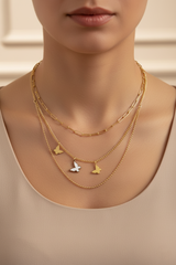 Women’s Necklace Layered Butterfly Pendant, Delicate Style