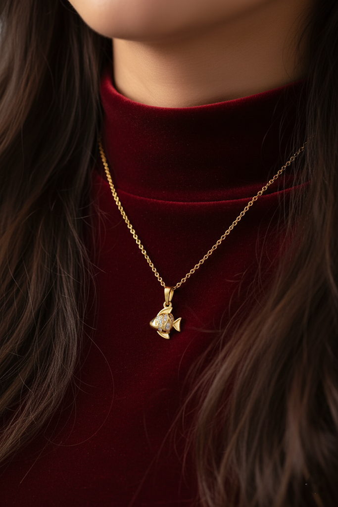 Women's Necklace Crystal Fish Pendant Elegant Design