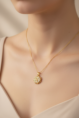Women's Necklace with Crystal Paved Flower