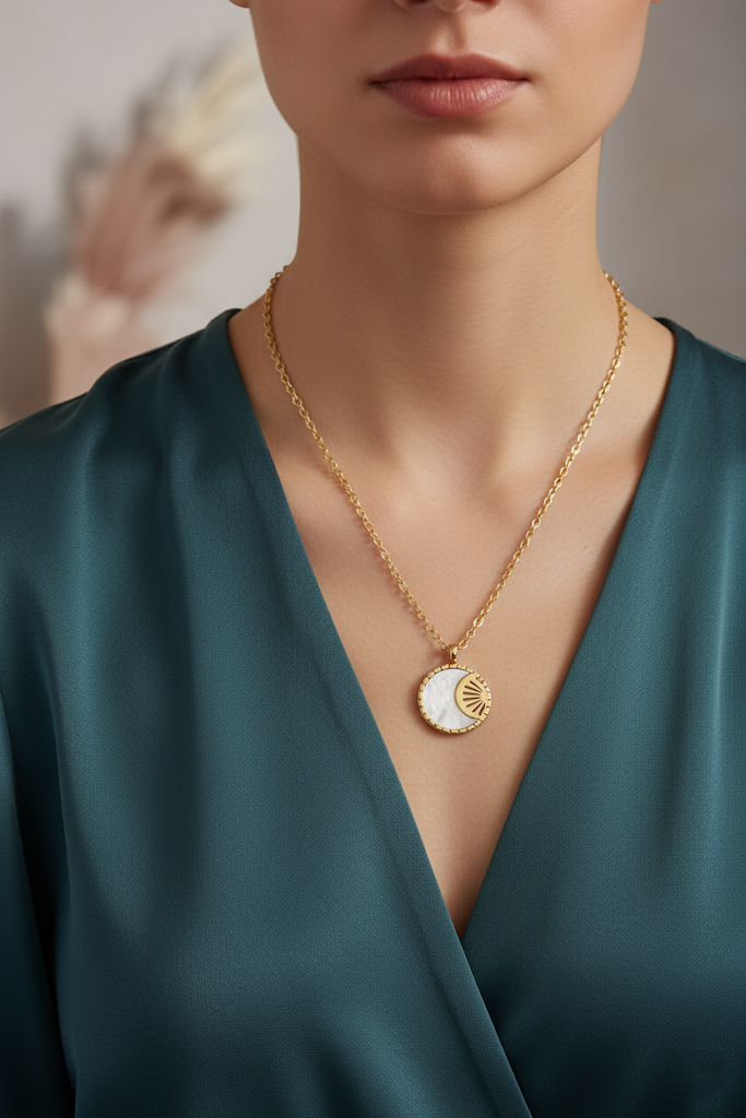 Women’s Necklace Sun and Moon Pendant - Elegant Touch