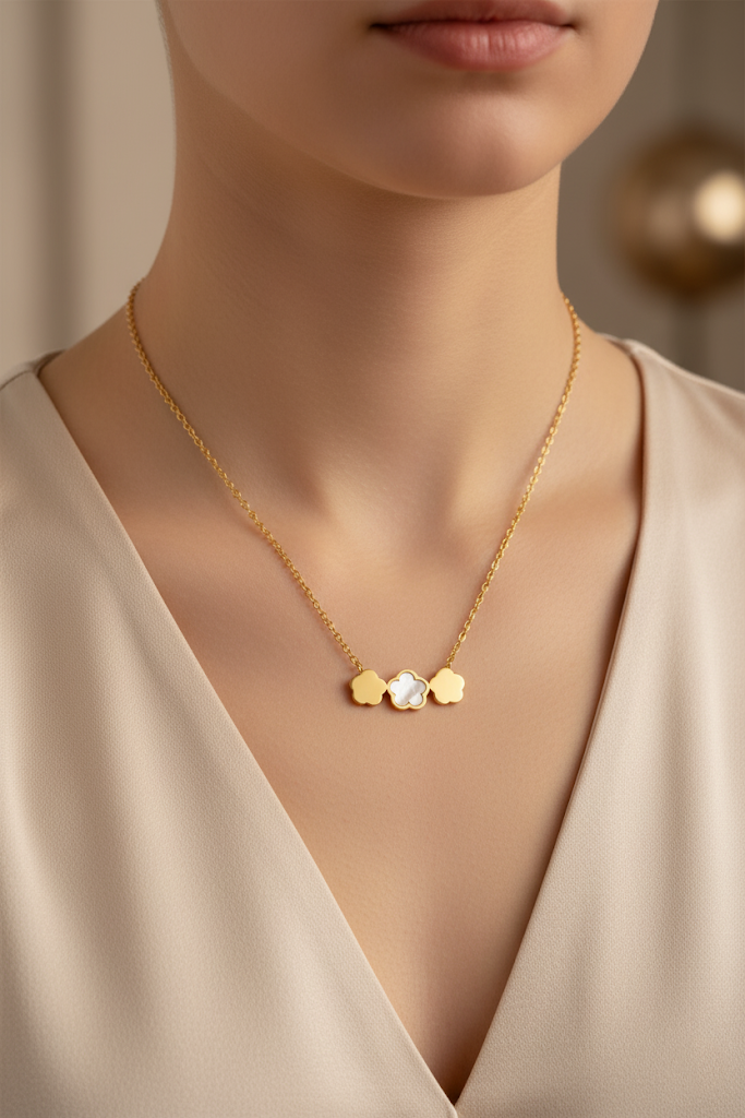 Women's Necklace Elegant Zipper Design Triple Pendant