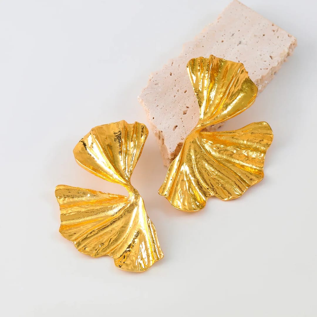 Gold Ginkgo Leaf Earrings