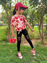 Rokido - Cutting Pants with Red Hearts Top