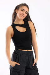 Carina -Ribbed Front Cut Out Top