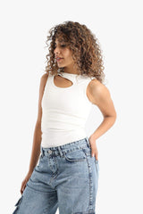 Carina -Ribbed Front Cut Out Top