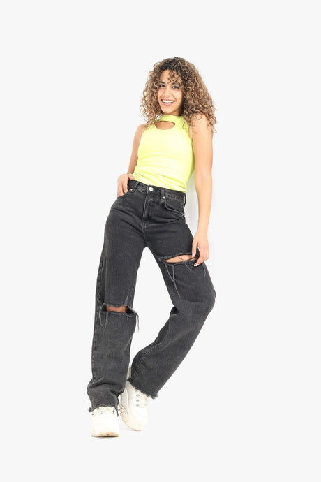 Carina -Ribbed Front Cut Out Top