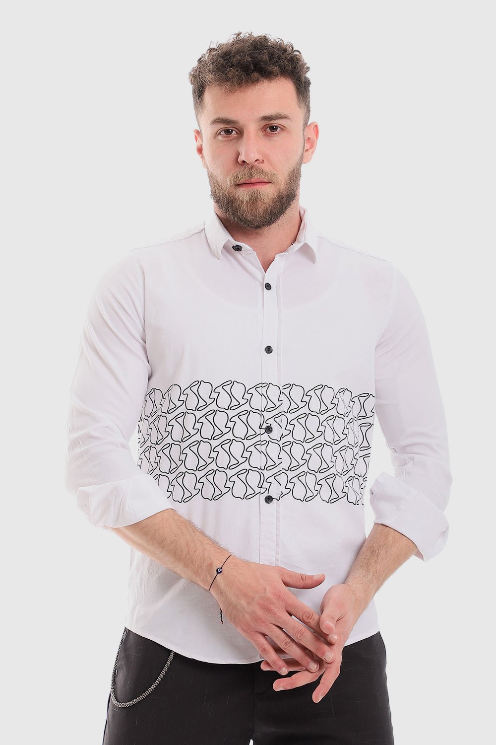 White Rabbit Printed Long Sleeves Button Down Shirt