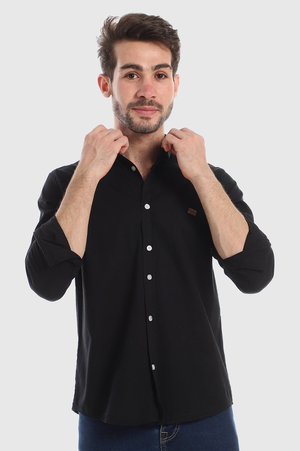 White Rabbit Chic Long Sleeves Button Down Shirt - Black