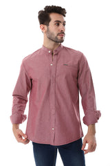 White Rabbit Band Collar Long Sleeves With Decorative Pocket Shirt