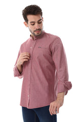 White Rabbit Band Collar Long Sleeves With Decorative Pocket Shirt