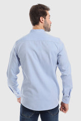 White Rabbit Modish Mandarin Collar Button Down Shirt - Baby Blue