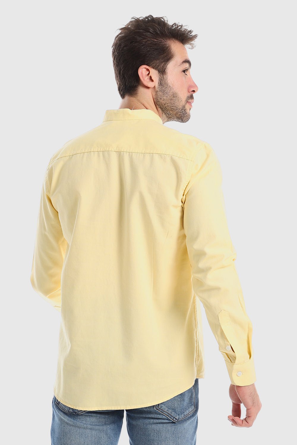 White Rabbit Modish Mandarin Collar Button Down Shirt - Baby Blue