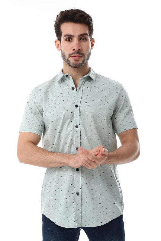 White Rabbit Self Pattern Buttons Down Closure Shirt