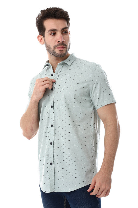 White Rabbit Self Pattern Buttons Down Closure Shirt