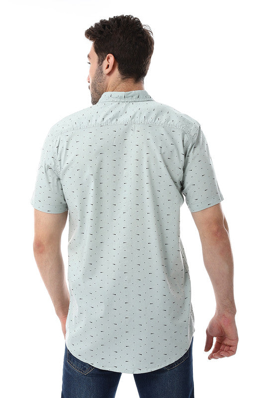 White Rabbit Self Pattern Buttons Down Closure Shirt