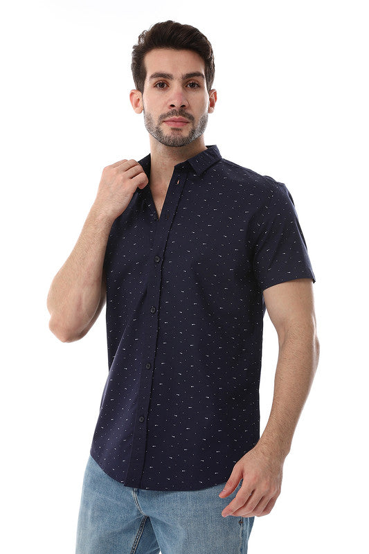 White Rabbit Self Pattern Buttons Down Closure Shirt