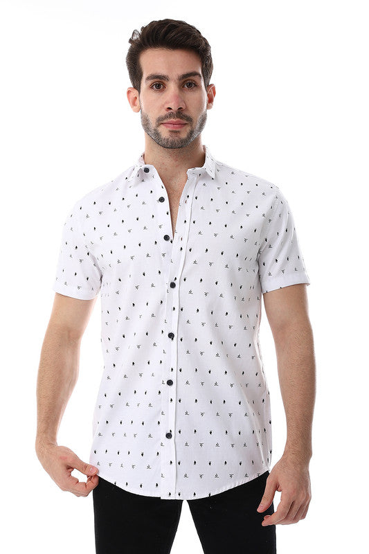 White Rabbit Self Pattern Buttons Down Closure Shirt