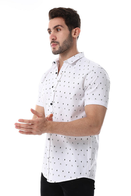 White Rabbit Self Pattern Buttons Down Closure Shirt