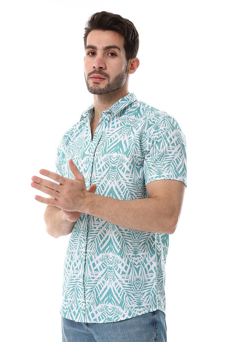 White Rabbit Palm Pattern Short Sleeves Shirt