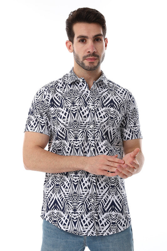 White Rabbit Palm Pattern Short Sleeves Shirt