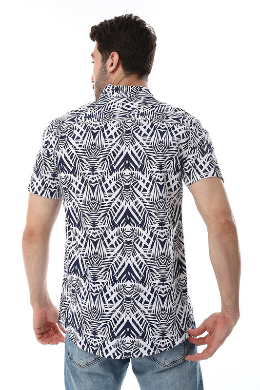 White Rabbit Palm Pattern Short Sleeves Shirt