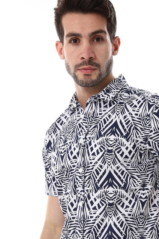 White Rabbit Palm Pattern Short Sleeves Shirt