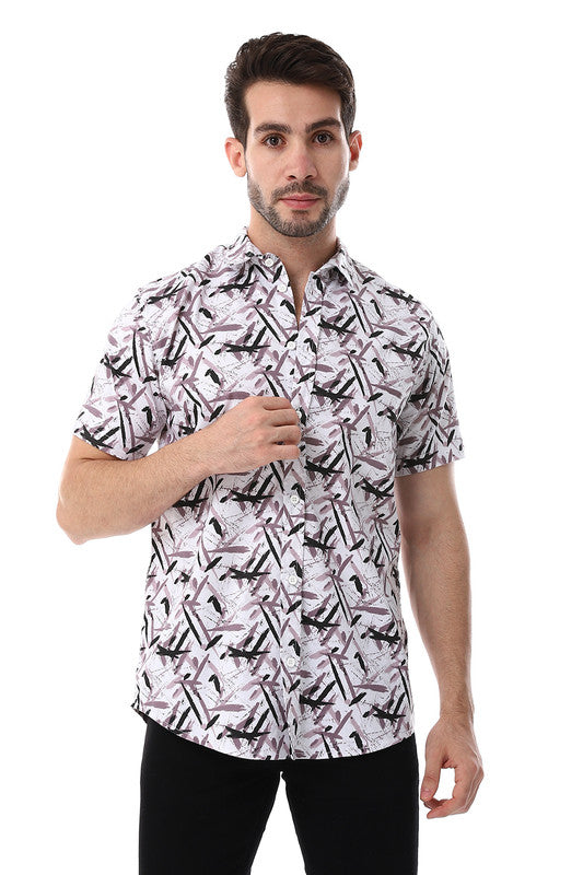 White Rabbit Self Pattern Turn Down Collar Shirt