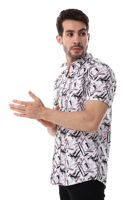 White Rabbit Self Pattern Turn Down Collar Shirt