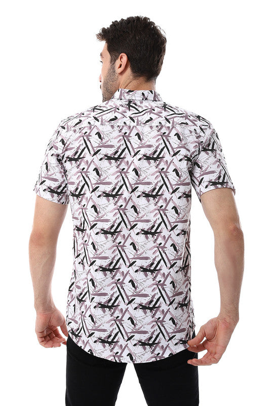 White Rabbit Self Pattern Turn Down Collar Shirt