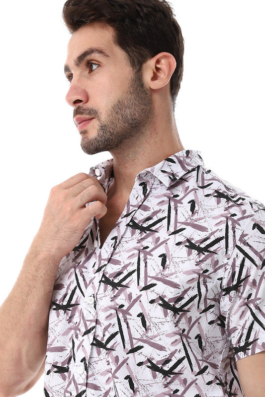 White Rabbit Self Pattern Turn Down Collar Shirt