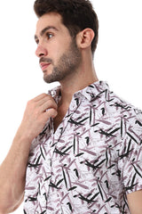 White Rabbit Self Pattern Turn Down Collar Shirt