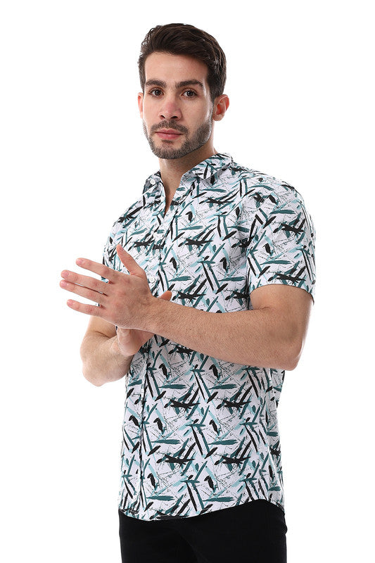 White Rabbit Self Pattern Turn Down Collar Shirt