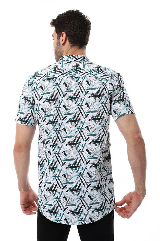 White Rabbit Self Pattern Turn Down Collar Shirt