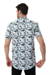 White Rabbit Self Pattern Turn Down Collar Shirt