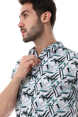 White Rabbit Self Pattern Turn Down Collar Shirt